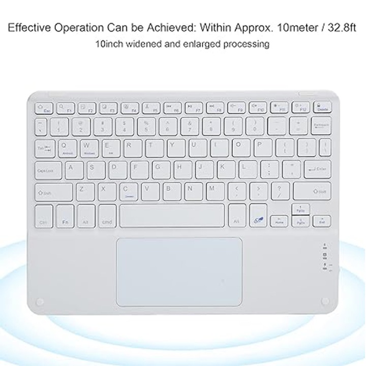 Tastatura Bluetooth cu Touchpad, NAXSIR, Compatibil cu Android/iOS/Windows, 10'', Alb