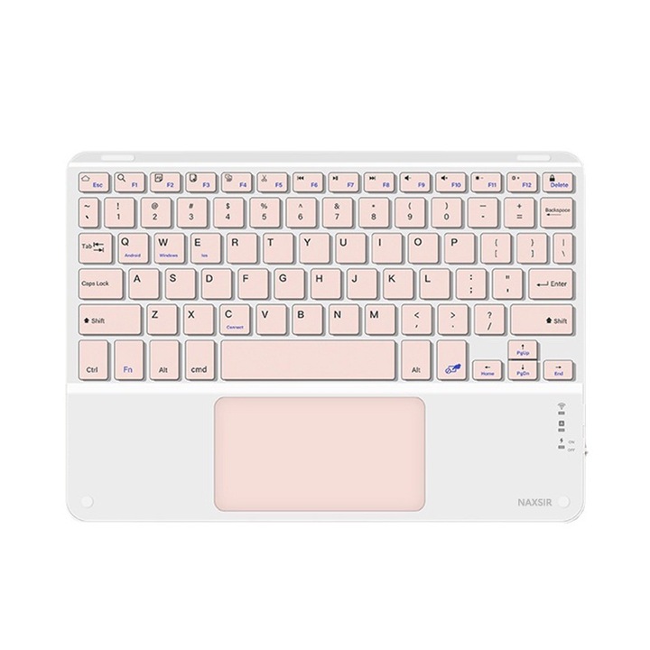 Tastatura Bluetooth cu Touchpad, NAXSIR, Compatibil cu Android/iOS/Windows, 10'', Roz