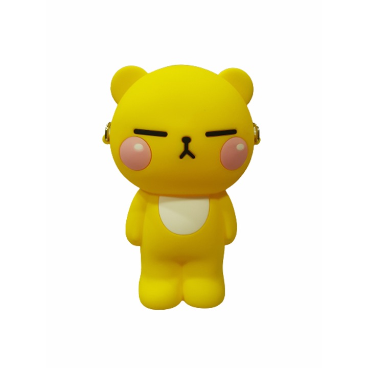 Ahelos táska, Medve, Gumi, Sárga, 22x11 cm