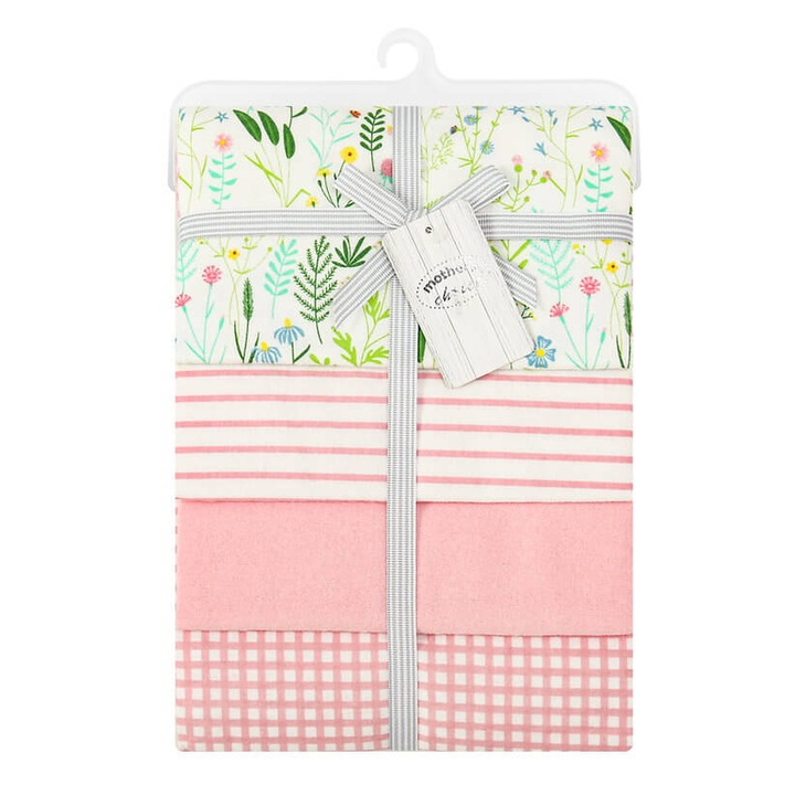 4db vékony babatakaró készlet, 76 x 76 cm, 100% pamut