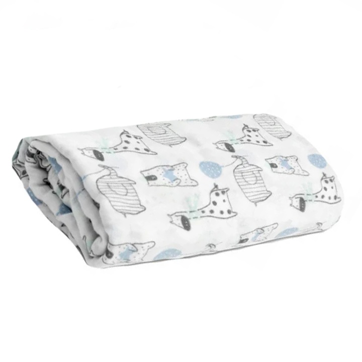 Paturica muselina din bambus si bumbac pentru bebelusi 120 x 120 cm Sensillo SILLO-1511, Multicolor