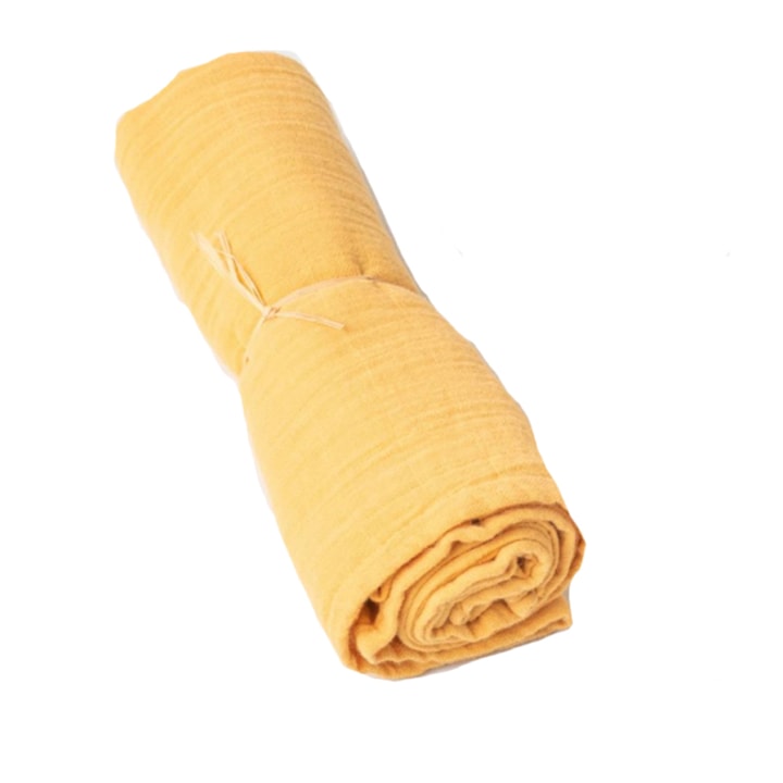 Paturica muselina din bambus si bumbac pentru bebelusi 120 x 120 cm Sensillo SILLO-1511G, Galben