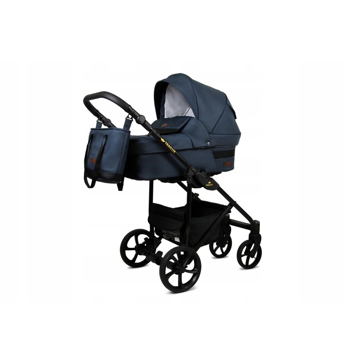 Детска количка BabyLux 4 в 1 TRAILUX, Antracyt, Дълбока, Реверсивно столче за кола ISOFIX База, Алуминиева рамка