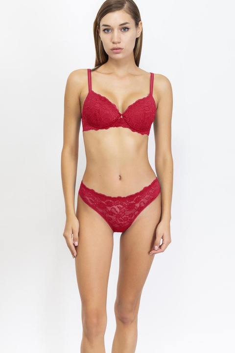 Tartós melltartó, csipkéből, vékony szivaccsal a lifting hatásért, Intimamoda Allure 2688, Piros