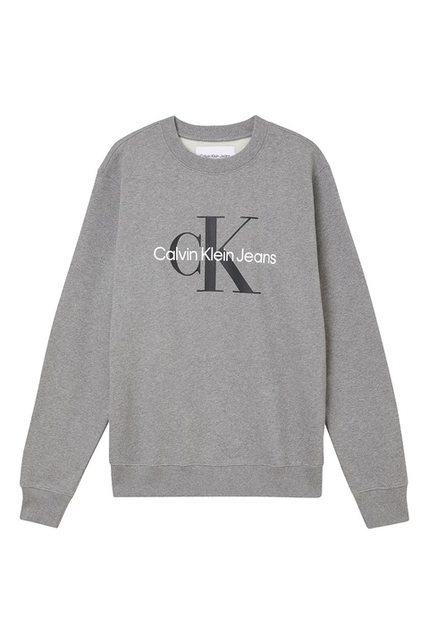 CALVIN KLEIN JEANS, Bluza de trening de bumbac cu logo, Gri melange