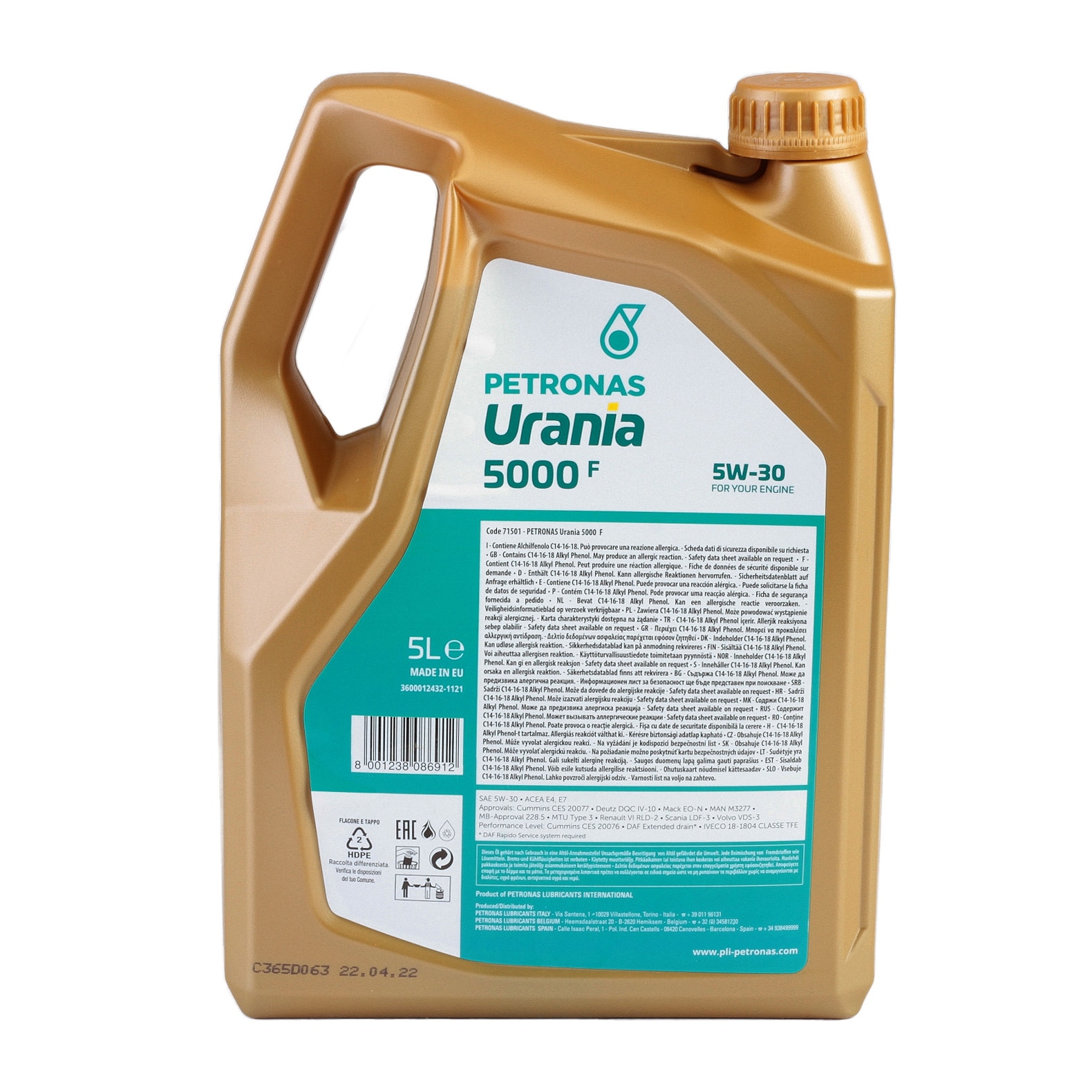 Ulei motor URANIA Petronas 5000 F 5W30 CF (URANIA FE), volum 5 litri ...
