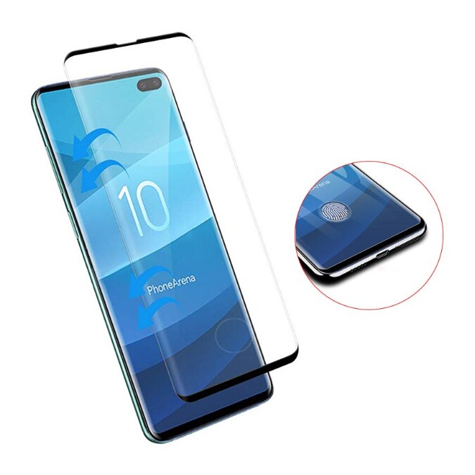 Folie de protectie compatibila cu Samsung Galaxy S10 Plus/S10+, sticla 9H, negru