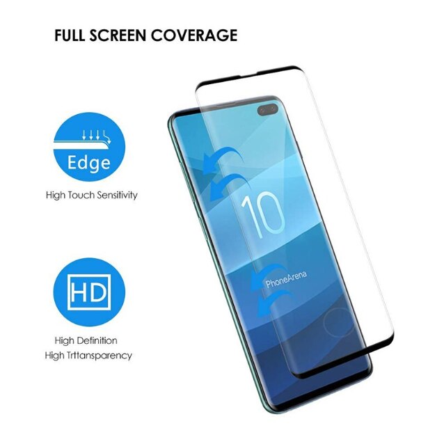 Folie de protectie compatibila cu Samsung Galaxy S10 Plus/S10+, sticla 9H, negru