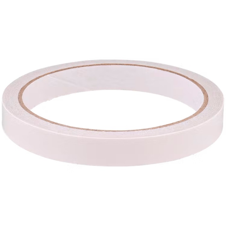 Banda adeziva cu doua fete, 12mmx10m, Alb