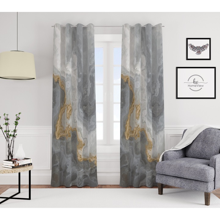 Perdea cu inele, HomeView, ZAP120, Material 100% poliester, Gramaj 160g/m2, 140x240cm, Multicolor