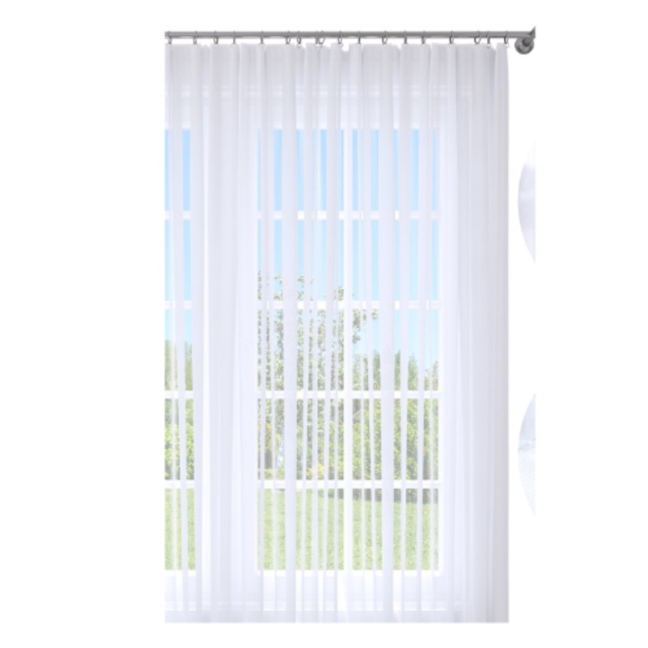 Perdea Gata Confectionata, Homeview, FJT001, Bride, Poliester, Voal, Simpla, Alb, 400 x 240