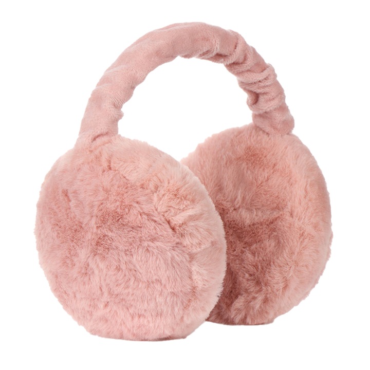 Acoperitori pentru urechi, protectie impotriva frigului, model casti dama pliabile, tematica pocket size, marime universala, roz inchis, EFAYN