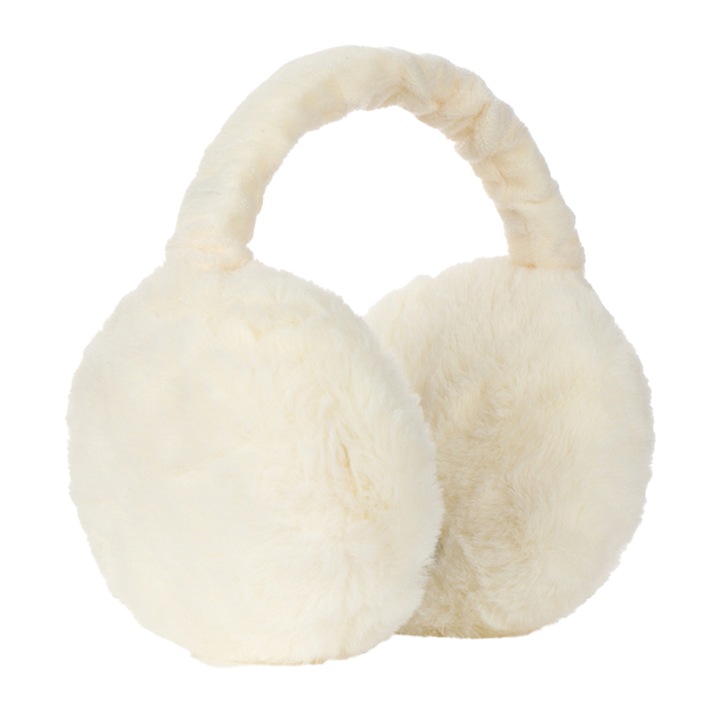 Acoperitori pentru urechi, protectie impotriva frigului, model casti dama pliabile, tematica pocket size, marime universala, albe, EFAYN