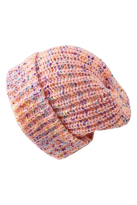 Téli sapka, vidám és meleg színű oversize modell, enyhén elasztikus, divatos téli téma, unisex, univerzális méret, világos rózsaszín, EFAYN