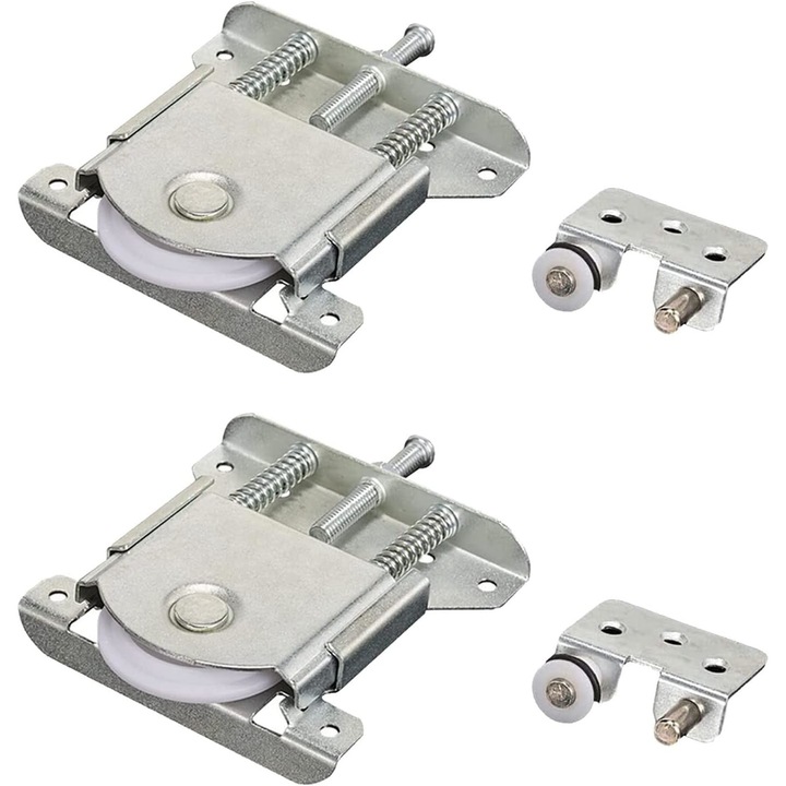 Set rotite pentru usi glisante de dulap, Mmgoqqt, 84x88x13mm, argintii, 2 bucati