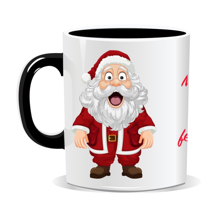 Cana personalizata de Craciun, Craciun, Mosul stie unde locuiesc fetele rele, 330 ml, interior negru