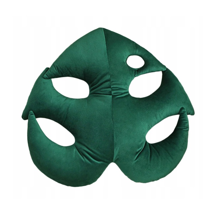 Декоративна възглавница във формата на листо, Хедо, Полар/Полипропилен, 52x44x7 см, Тъмно зелено