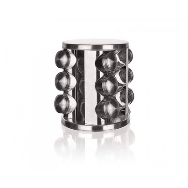 Set 12 borcane pentru condimente, Banquet, Inox/Sticla, 85ml, Argintiu