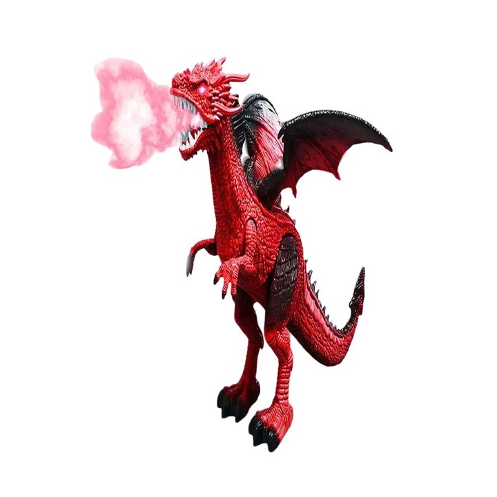 Jucarie interactiva THK cu telecomanda - Rosu, Dragonul cu Foc, 45cm