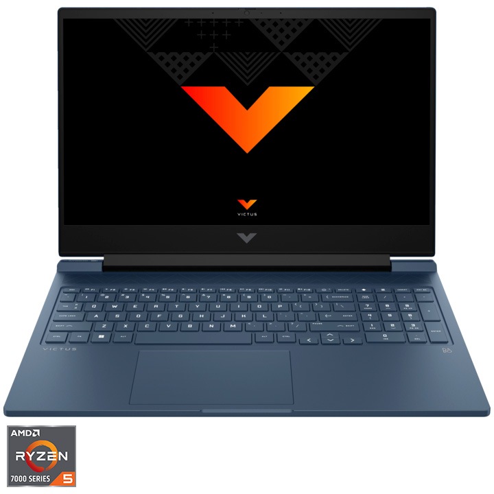 Лаптоп Gaming HP Victus 16-s0128nq, AMD Ryzen™ 5 7640HS, 16.1", Full HD, 144Hz, 16GB, 1TB SSD, NVIDIA® GeForce® RTX™ 4050 6GB, Free DOS, Performance Blue