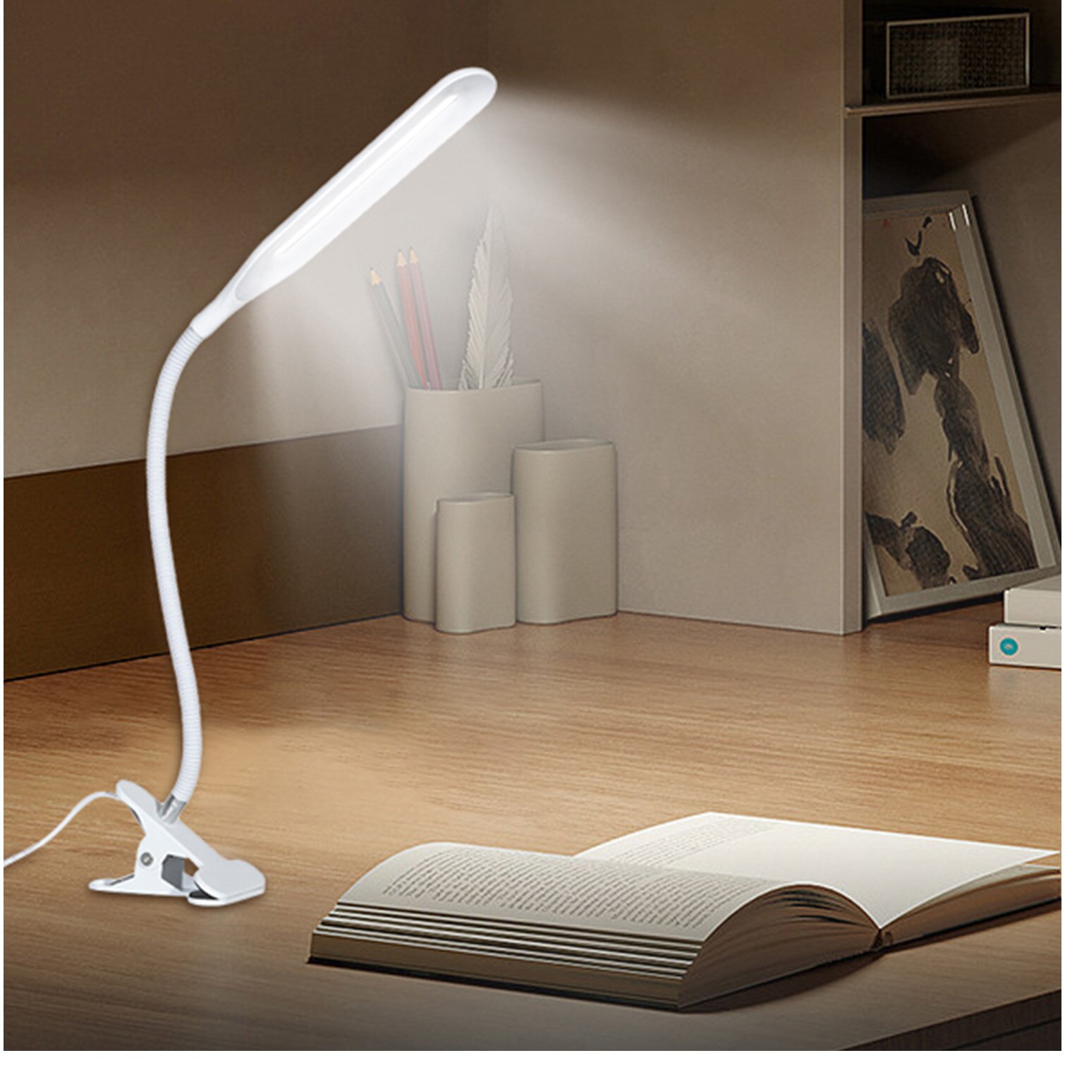LED лампа Home DK-6500, 5W, Със скоба, Гъвкаво рамо, USB захранване ...