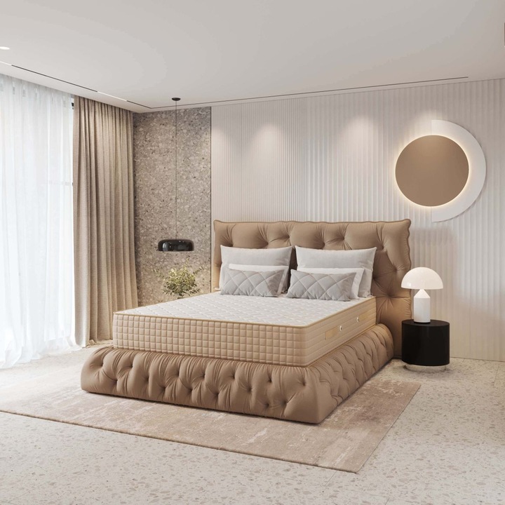 Saltea superortopedica Dormevu, Bonell Deluxe Memo, 200x100x29 cm, spuma memory si high resilience, arcuri otel carbon Bonell, husa matlasata, fata vara bumbac, fata iarna lana, fermitate medie