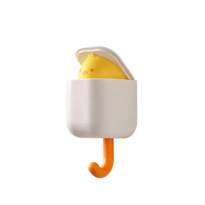 Cuier creativ autoadeziv, tematica regatul animalelor, model animale jucause, puisor, alb, EFAYN