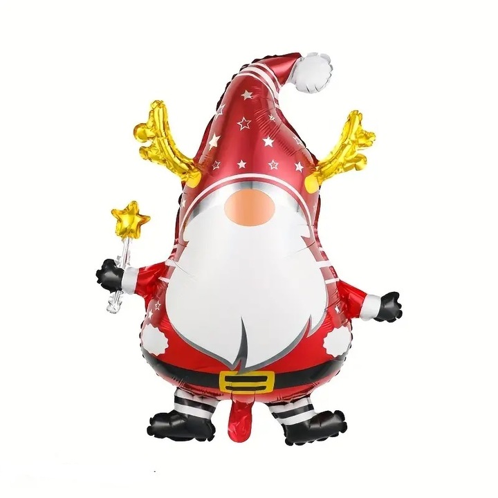 Balon folie figurina Gnom, Pitic Elf Mos Craciun It's Party Time, 74 x 61 cm