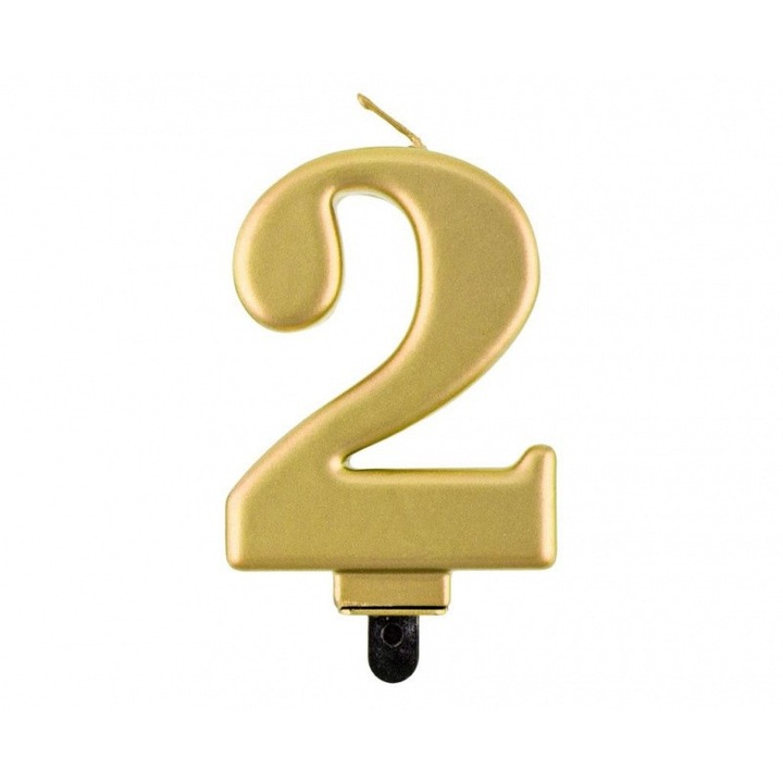 Свещ за рожден ден, номер 2, Годан, 8 см, златиста