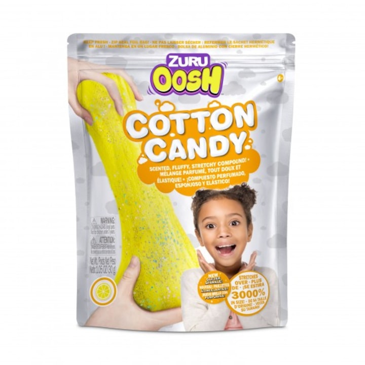 Slime parfumat Cotton Candy 30g in pachet zip, Oosh Slime, Zuru, Galben