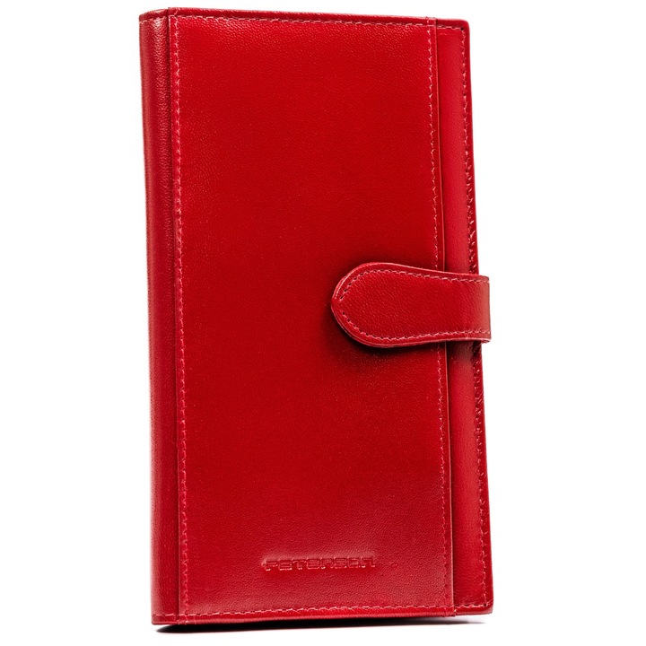 Дамски портфейл, естествена кожа, PTNRD-49-GCL, Червен, 19 x 10.5 x 1.5 cm