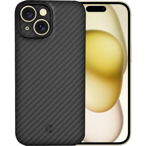 Husa de protectie Kevlar MProtect® Premium din fibra de aramida pentru Apple iPhone 15, MagSafe, Antisoc, Protectie camera, Ultra Safe, Carbon