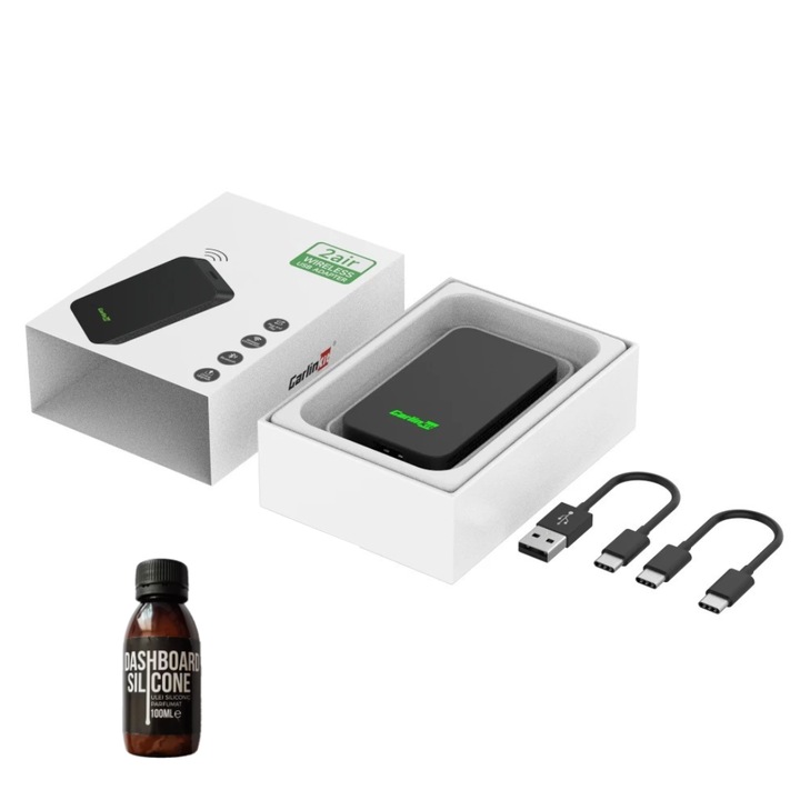 Vezeték nélküli adapter, kompatibilis az Apple Carplay-vel és az Android Auto-val, CarlinKit 5.0 (2Air)