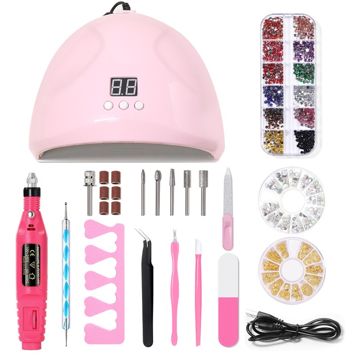 Kit unghii cu gel, 36W, USB, Multicolor