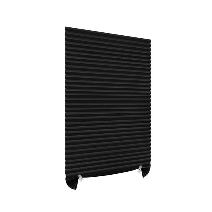 Плисе щори Luxer със самозалепваща система за фиксиране, размери 150X60 см, черни
