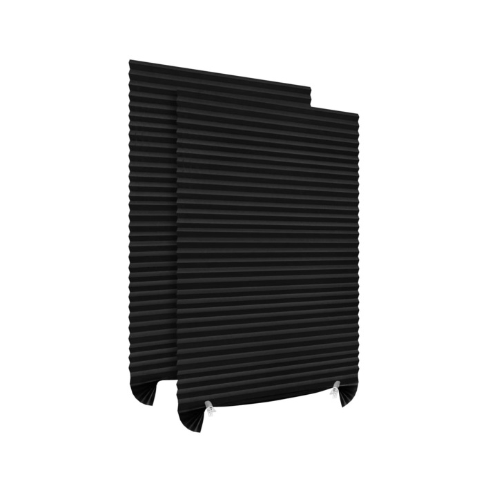 Set 2 Jaluzele Plisate cu Sistem de Prindere Autoadeziv Luxer, Dimensiuni 150X60 cm, Negru
