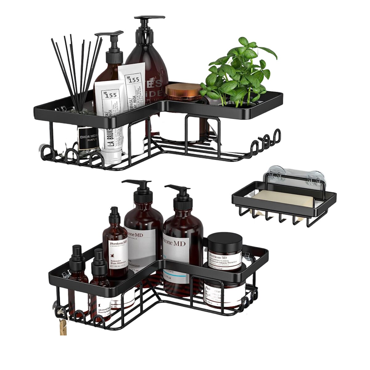 Set 3 Rafturi pentru baie, Metal, Negru - eMAG.ro