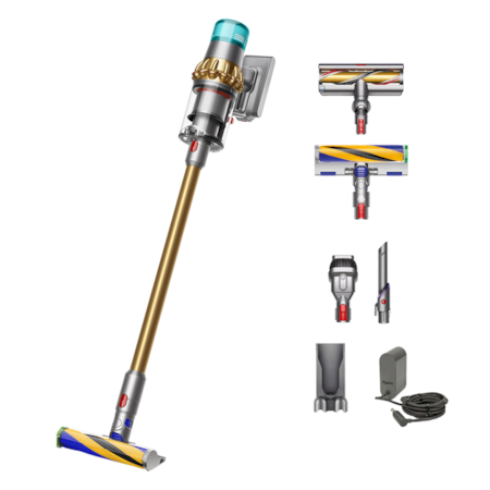 Aspirator vertical Dyson V15 Detect Absolute 2023 447000-01, 660W, iluminare, filtru HEPA, auriu