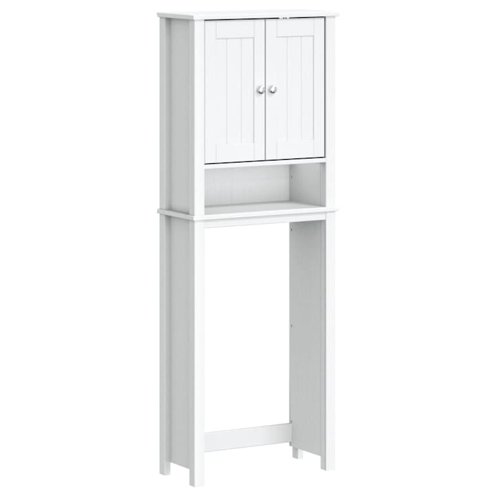 Шкаф над тоалетната чиния BERG vidaXL, Бял, 60x27x164, 5 см, Масивно дърво, 16.84 Kg