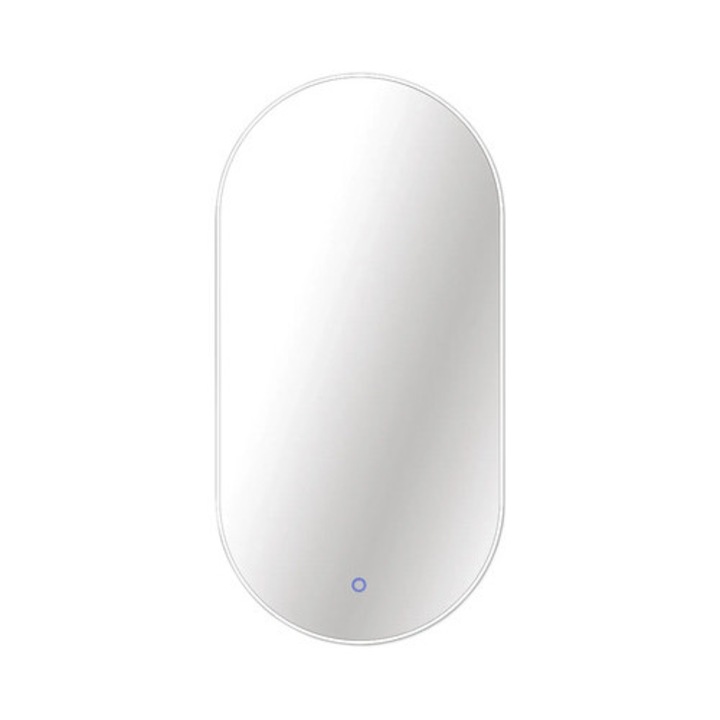 Oglinda Baie Cu Led Cordia Oval Line Blacklight 100x50 Cm Rama Alba Senzor Touch Ip 44