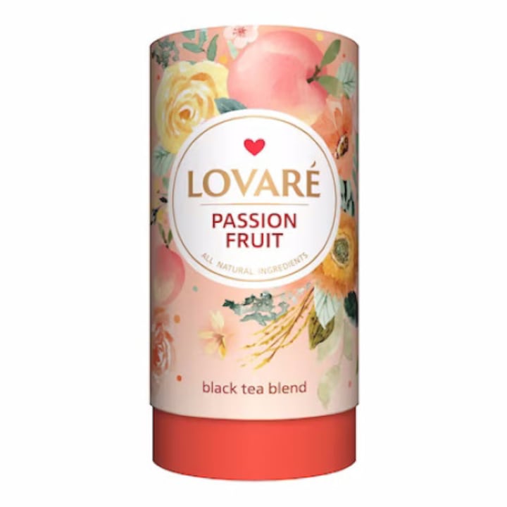 Чай Lovare Passion Fruit, Черен, Парченца плод, Праскова, Маракуя, Насипен, 80 гр