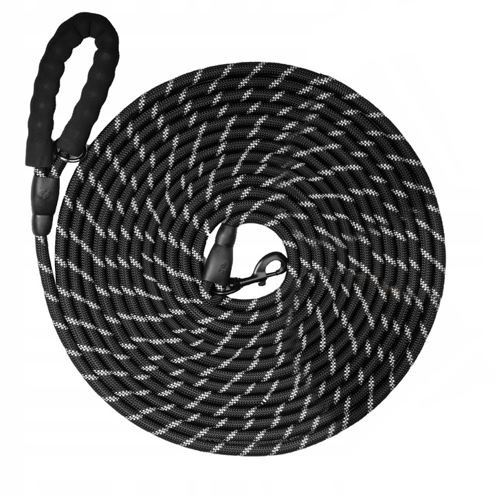 Lesa De Antrenament, Oem, Pentru Caini, Elemente Reflectorizante, 10m, Nailon, Diametru 11mm, Carlig Rotativ, Negru, Performanta Fiabila