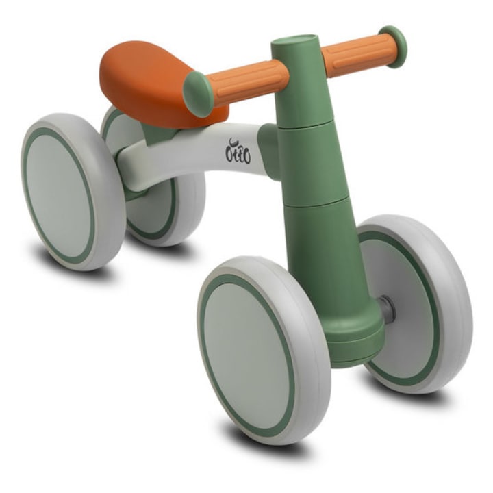 Ride-On de echilibru pentru copii Toyz Otto Green, recomandata intre 1-3 ani, manere ergonomice, cadru metalic stabil si roti EVA