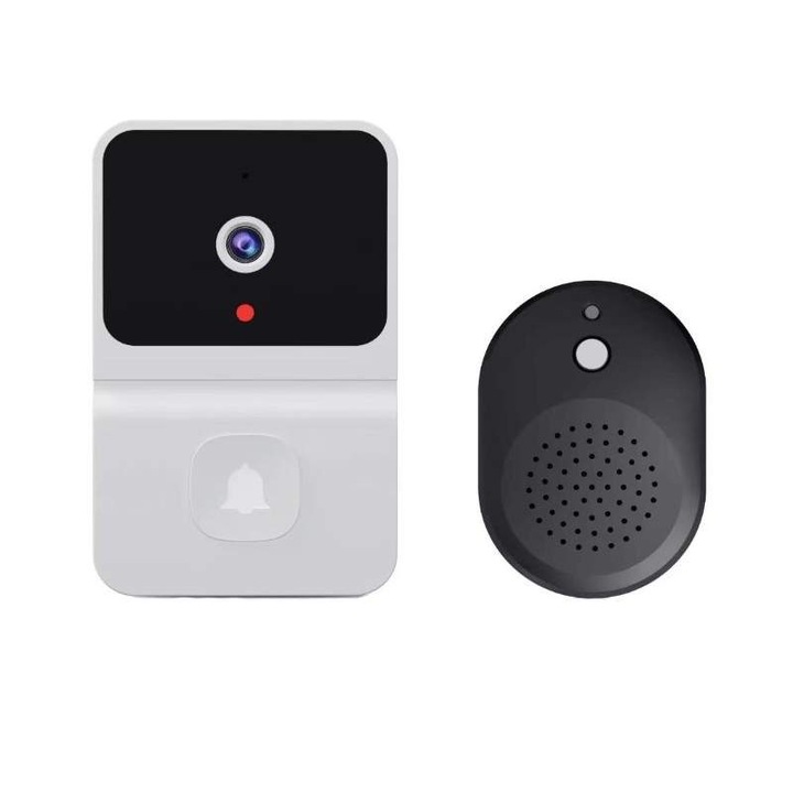 Videointerfon Wireless SIKS cu Sonerie, Camera Video HD Fara Fir, Wi-fi, Acces Telefon, Convorbire Bidirectionala, Notificari Direct Pe Smartphone, Viziune Nocturna, Alb