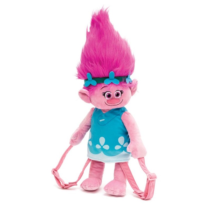 Rucsac Trolls Poppy Plüss, Poliészter, Rózsaszín