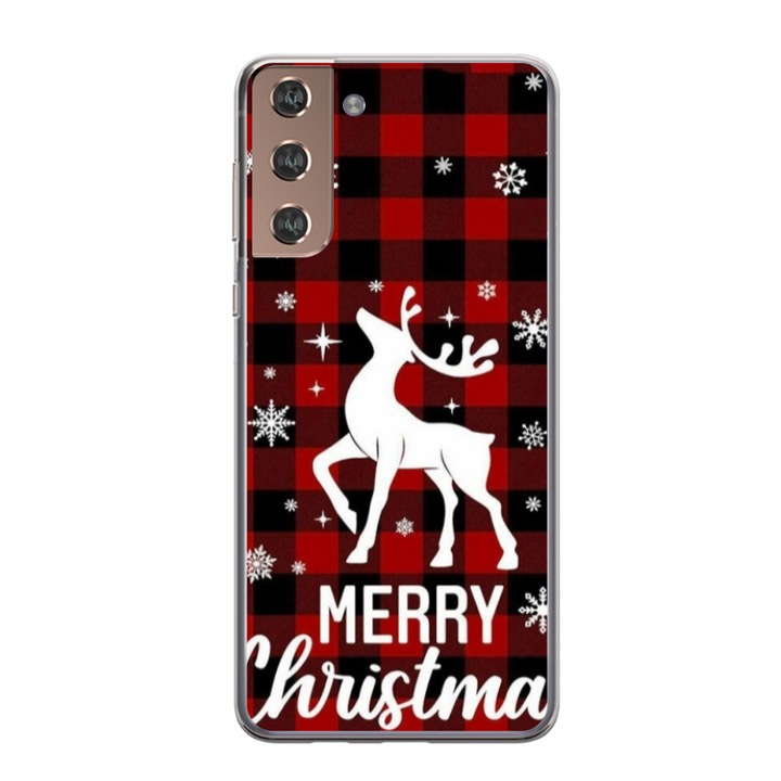 Husa personalizata HQ Print 360 de grade pentru Samsung Galaxy S22 Plus, model Merry Christmas Reindeer #2, multicolor, S1D1M0050