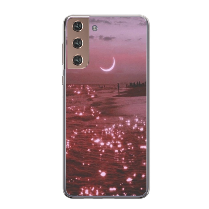 Husa personalizata HQ Print 360 de grade pentru Samsung Galaxy S21 FE, model Pink Sky, multicolor, S1D1M0129