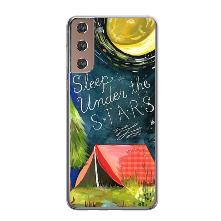 Husa personalizata HQ Print 360 de grade pentru Samsung Galaxy S21 FE, model Let's sleep under the STARS, multicolor, S1D1M0268