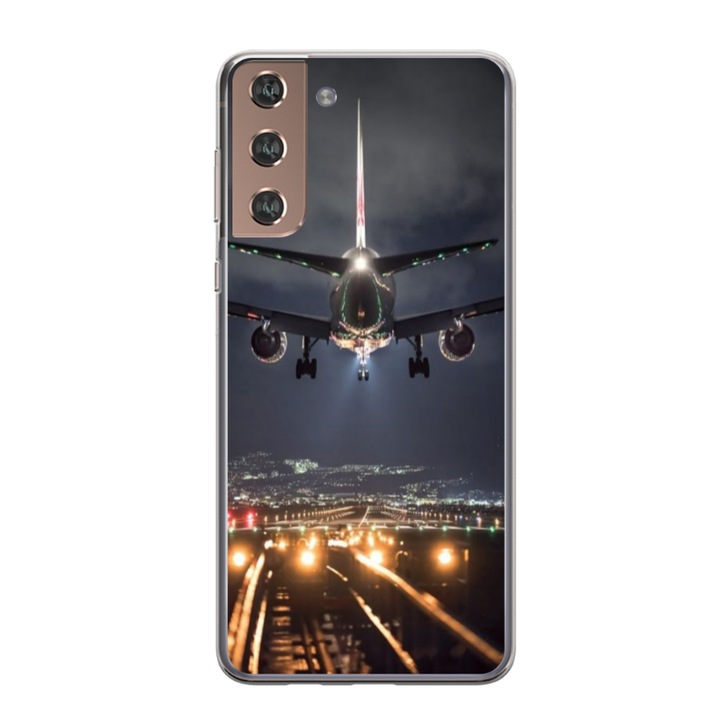 Személyre szabott HQ Print 360 fokos tok Samsung Galaxy S21 FE-hez, repülőgép leszálló modell, többszínű, S1D1M0266