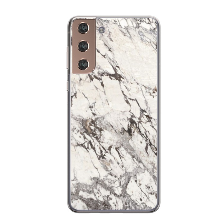 Személyre szabott HQ Print 360 fokos tok Samsung Galaxy S21 FE-hez, fehér márvány modell, többszínű, S1D1M0325